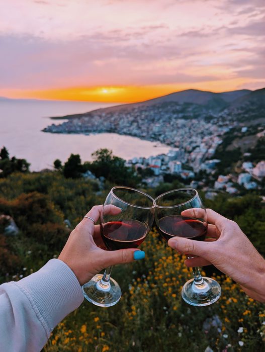 Sunset view in Saranda, Albania