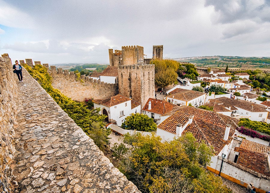 Walking the walls of Obidos, Portugal